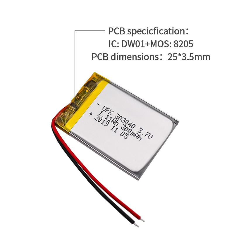중국의 나트륨 이온 배터리 제조업체 손전등용 리튬 이온 배터리 UFX 303040 300mAh 3.7V 얇은 리튬 이온 배터리