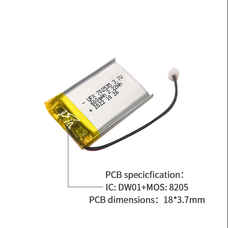 Chinese Lithium Battery Companies Wholesale UFX 702535 600mAh 3.7v Lipo Battery
