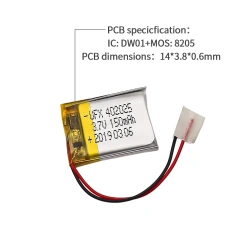 중국의 Li-po 전지 제조업체가 UFX 501525 150mAh 3.7V Li-po 배터리 팩을 미용 기기에 공급합니다
