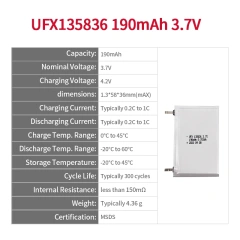 리튬 이온 폴리머 셀 공장 Iot 장치용 도매 초박형 배터리 UFX 013040 70mAh 3.7V 충전식 리튬 폴리머 배터리 팩