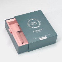 Custom Logo Luxury Dark Green Cardboard Drawer Printing boxes Perfume Empty Box With Ribbon Gift Box Packaging