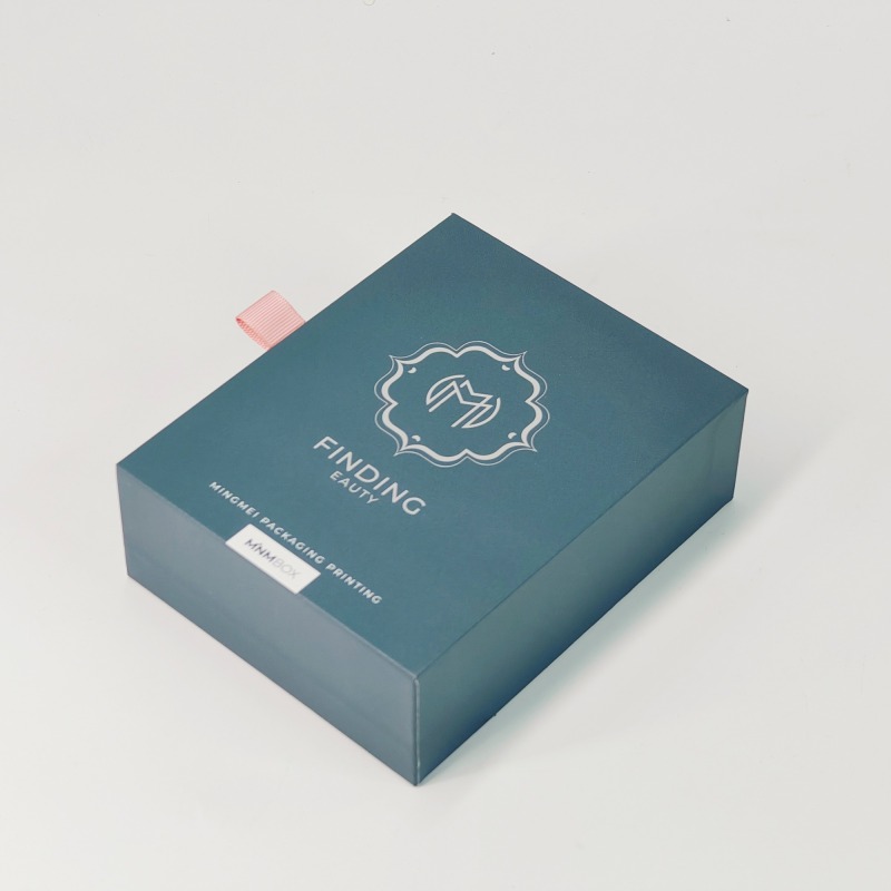 Custom Logo Luxury Dark Green Cardboard Drawer Printing boxes Perfume Empty Box With Ribbon Gift Box Packaging