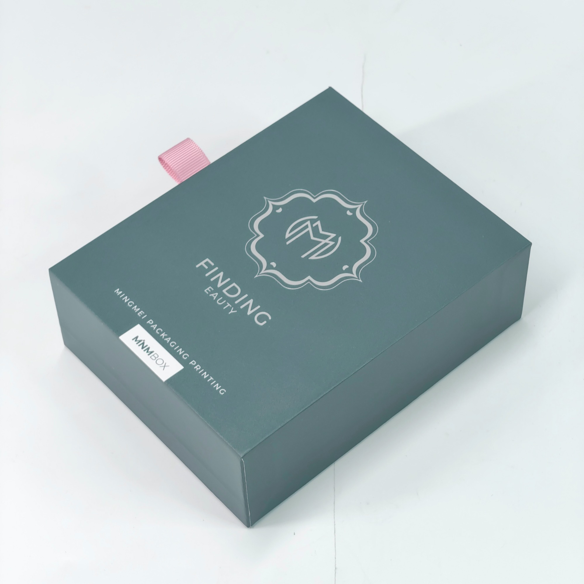 Custom Logo Luxury Dark Green Cardboard Drawer Printing boxes Perfume Empty Box With Ribbon Gift Box Packaging