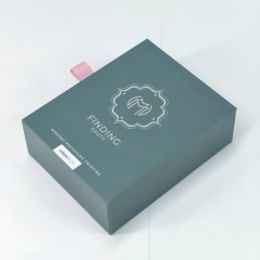 Custom Logo Luxury Dark Green Cardboard Drawer Printing boxes Perfume Empty Box With Ribbon Gift Box Packaging
