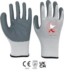 13 gauge polyester with nitrile smooth palm coating gloves