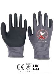 13 gauge polyester with nitrile FOAM palm coating gloves