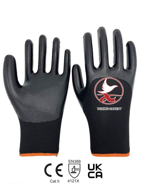 13 gauge polyester with nitrile smooth 3/4 coating gloves