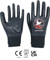 13 gauge polyester with nitrile smooth FULLY coating gloves