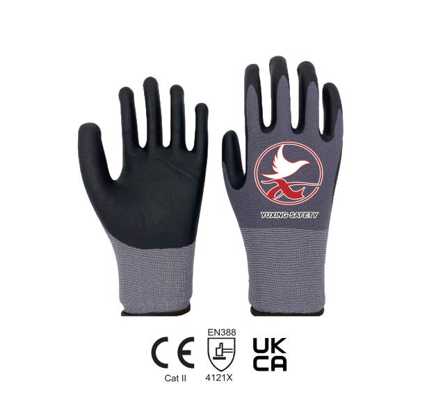 Anti water 15 gauge nylon+ spandex liner with nitrile foam palm coating