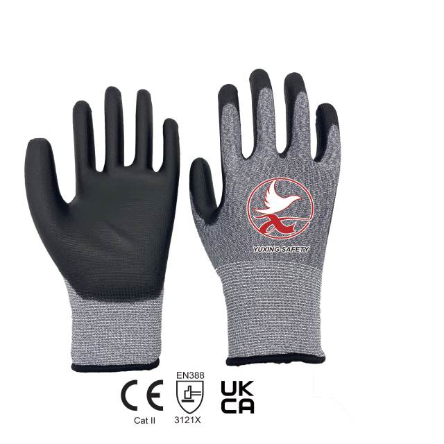 13 gauge MIXED knitting polyester liner with PU palm coating