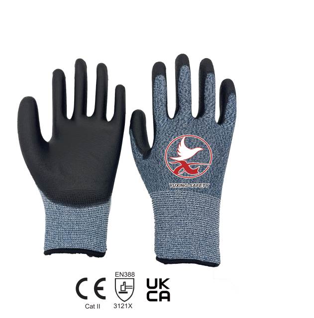 13 gauge MIXED knitting polyester liner with PU palm coating
