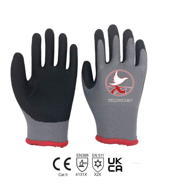 13 gauge polyester+10 gauge acrylic liner with nitrile sandy palm coating