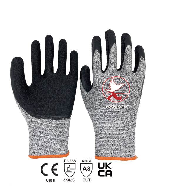 13 gauge CUT C HPPE with latex crinkle palm coating