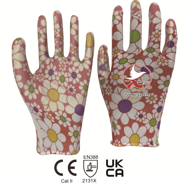 13 gauge printing color polyester liner with nitrile smooth palm coating
