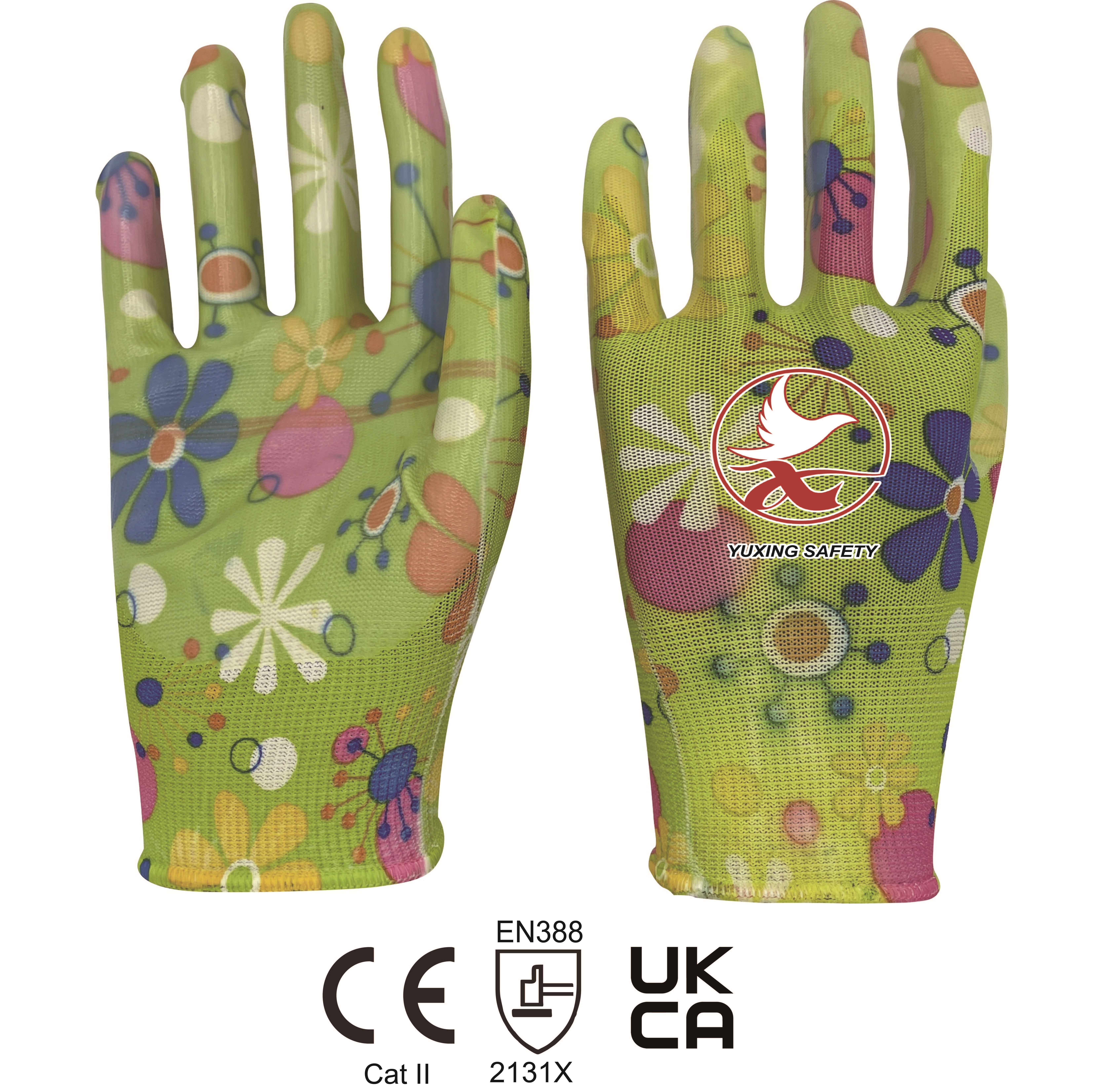 13 gauge printing color polyester liner with nitrile smooth palm coating