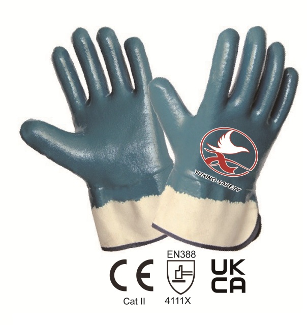 Cotton jersey liner with nitrile smooth FULLY coating