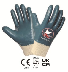 Cotton jersey liner with nitrile smooth FULLY coating, knit wrist
