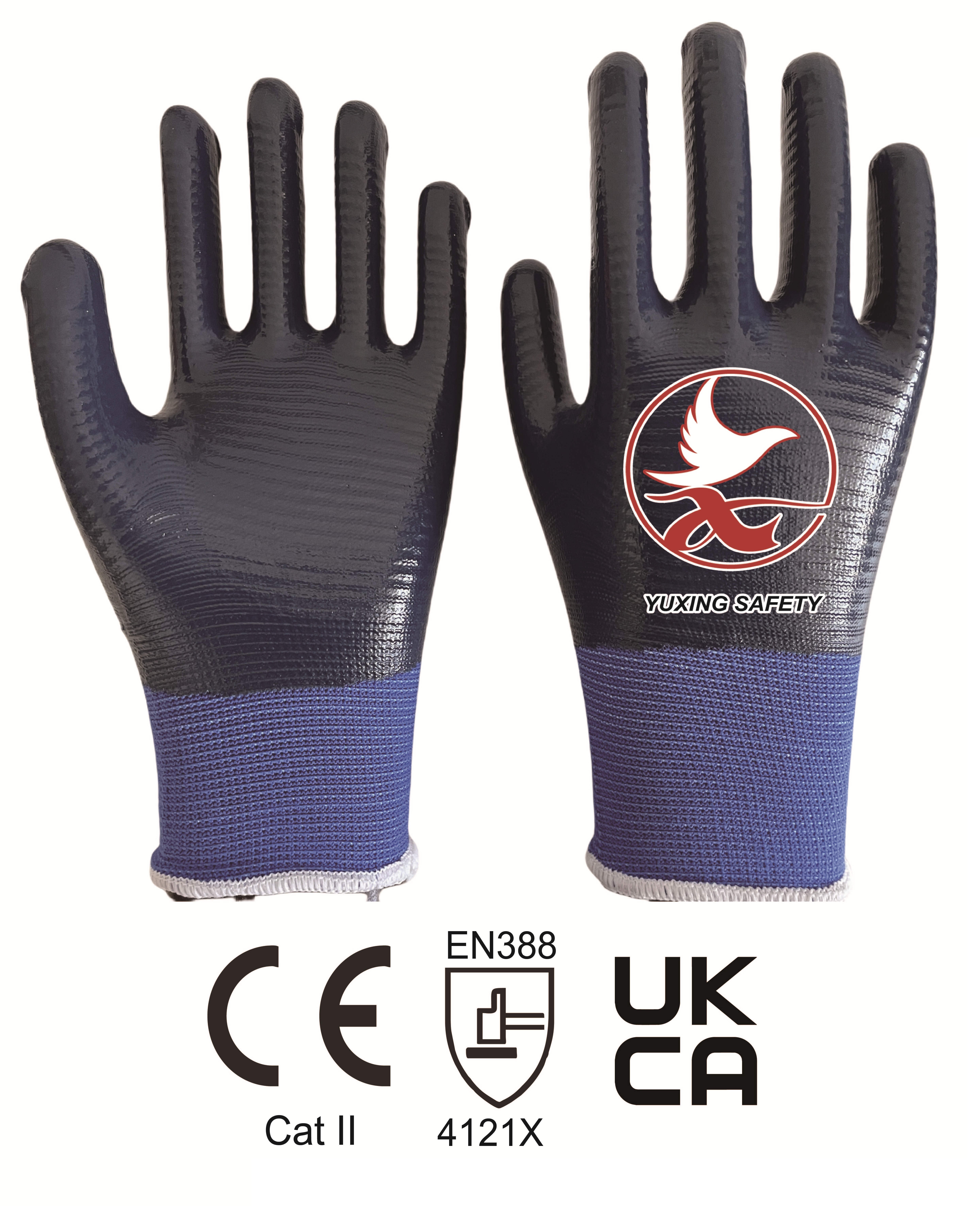 13 gauge U3 polyester with nitrile smooth fully coating gloves