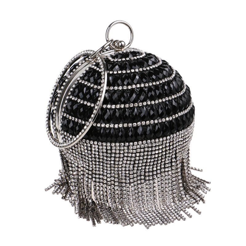 Cross-border hot tassel dinner bag women's fashion elegant handbag round versatile banquet evening bag