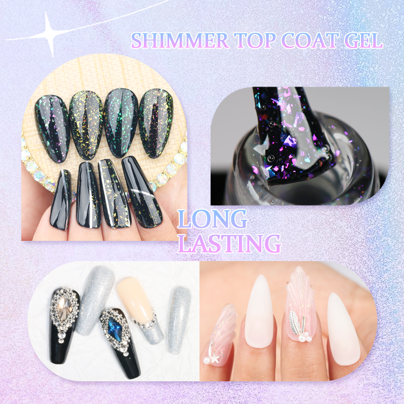 New Arrivals Nail Art Shimmer Top Coat Gel