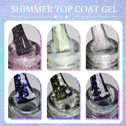 Shimmer Top Coat UV Led Gel Polish Nails Soak Off 8ml Nail Art