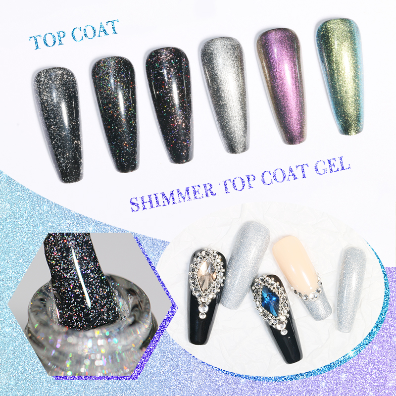 Shimmer Top Coat UV Led Gel Polish Nails Soak Off 8ml Nail Art