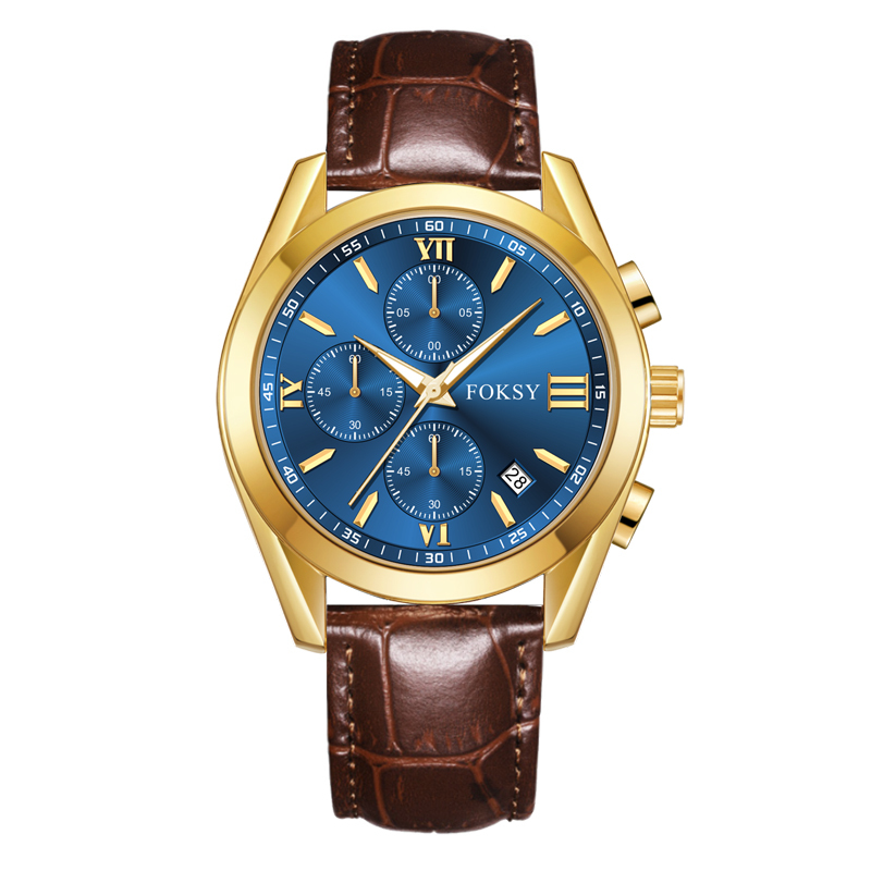 New Fashion Classic OEM ODM Alloy Case Leather Stainless steel Strap Wrist Luxury Premium Chronograph Quartz Watches Custom For Men