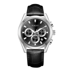 New Private Label Fashion Alloy Case Leather Strap Men Wrist Custom Logo Quartz Chronograph Watch for Men