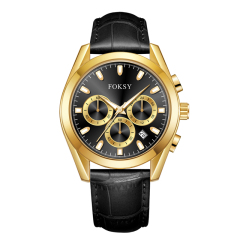 New Private Label Fashion Alloy Case Leather Strap Men Wrist Custom Logo Quartz Chronograph Watch for Men