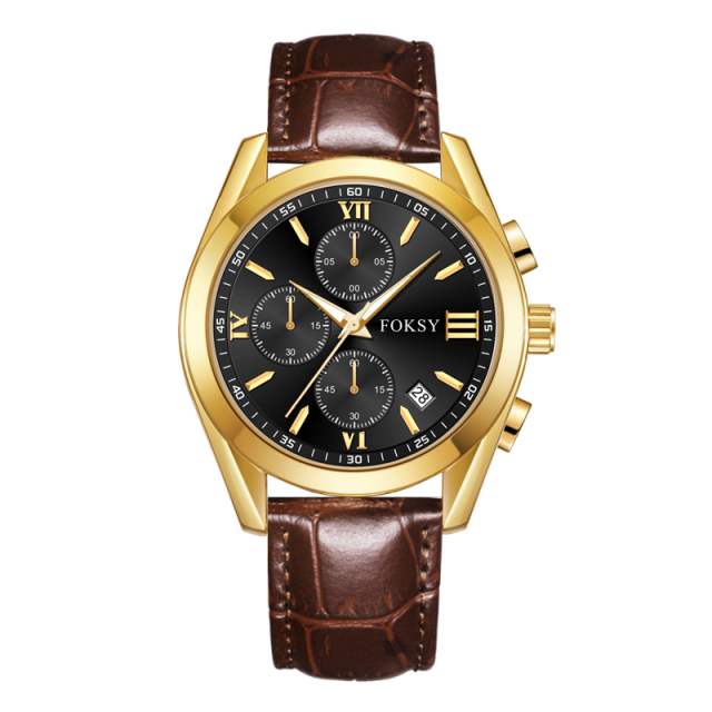 New Fashion Classic OEM ODM Alloy Case Leather Stainless steel Strap Wrist Luxury Premium Chronograph Quartz Watches Custom For Men