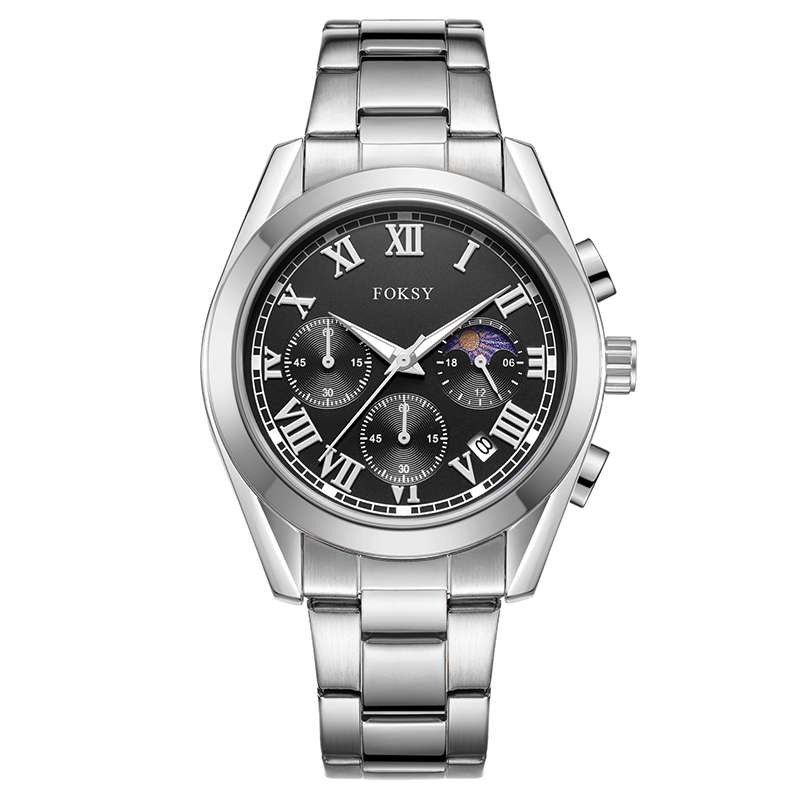 New Fashion Alloy Case Leather Strap Men Wrist Classic Custom Logo Reloj Quartz Chronograph Luxury Wrist Watch for Men