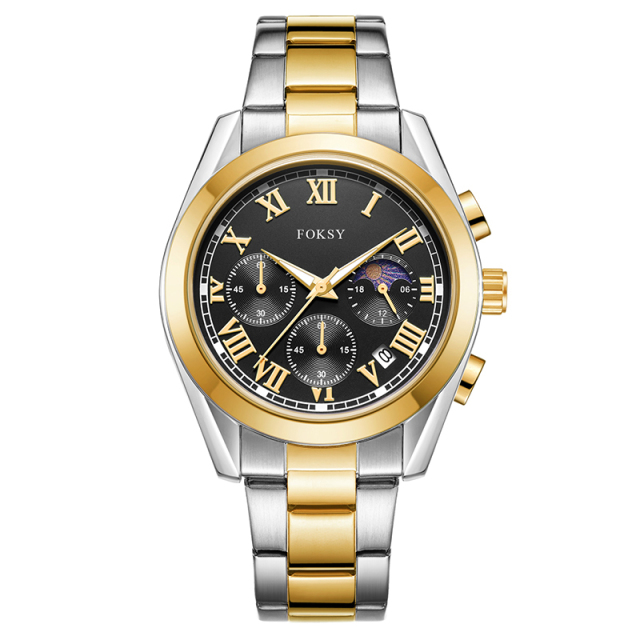 New Fashion Alloy Case Leather Strap Men Wrist Classic Custom Logo Reloj Quartz Chronograph Luxury Wrist Watch for Men