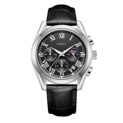 New Fashion Alloy Case Leather Strap Men Wrist Classic Custom Logo Reloj Quartz Chronograph Luxury Wrist Watch for Men