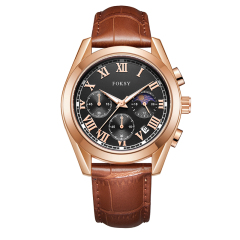 New Fashion Alloy Case Leather Strap Men Wrist Classic Custom Logo Reloj Quartz Chronograph Luxury Wrist Watch for Men