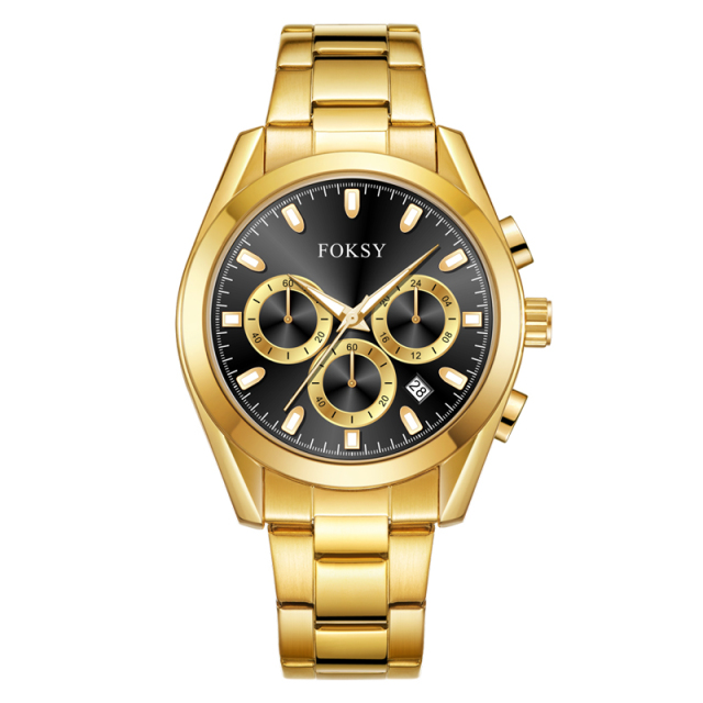 New Private Label Fashion Alloy Case Leather Strap Men Wrist Custom Logo Quartz Chronograph Watch for Men