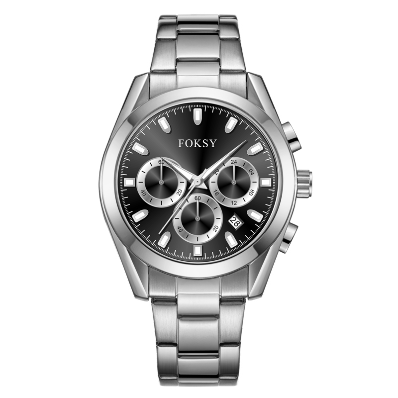 New Private Label Fashion Alloy Case Leather Strap Men Wrist Custom Logo Quartz Chronograph Watch for Men