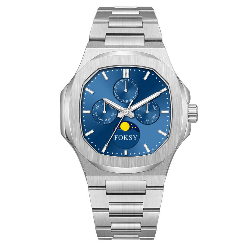 Custom 5ATM Waterproof Stainless Steel Strap Men OEM Quartz Chronograph Men Wrist Watch Wholesale