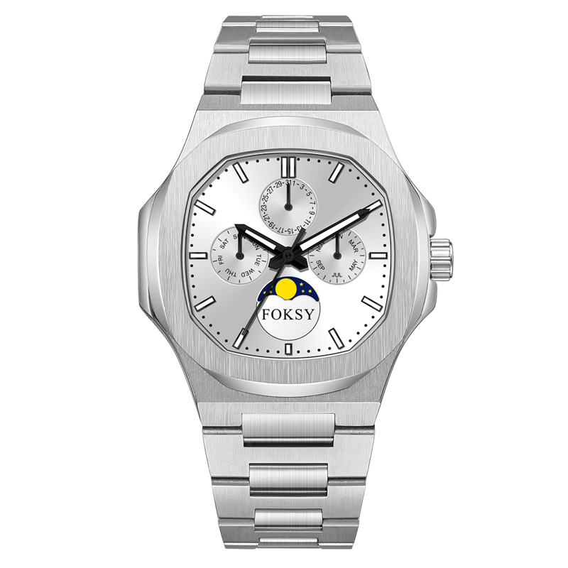 Custom 5ATM Waterproof Stainless Steel Strap Men OEM Quartz Chronograph Men Wrist Watch Wholesale