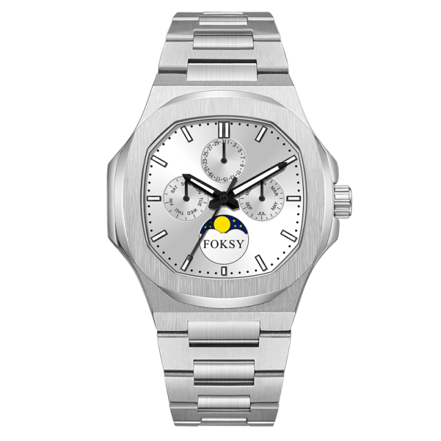 Custom 5ATM Waterproof Stainless Steel Strap Men OEM Quartz Chronograph Men Wrist Watch Wholesale