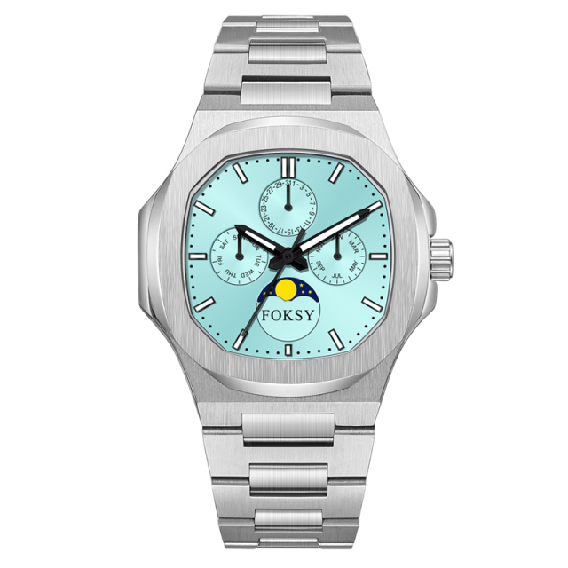 Custom 5ATM Waterproof Stainless Steel Strap Men OEM Quartz Chronograph Men Wrist Watch Wholesale