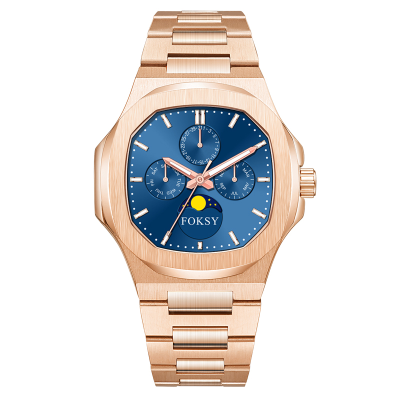 Custom 5ATM Waterproof Stainless Steel Strap Men OEM Quartz Chronograph Men Wrist Watch Wholesale