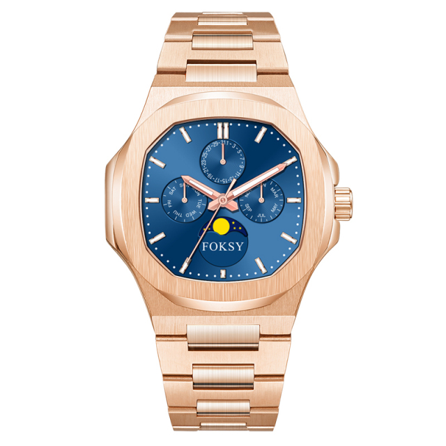 Custom 5ATM Waterproof Stainless Steel Strap Men OEM Quartz Chronograph Men Wrist Watch Wholesale