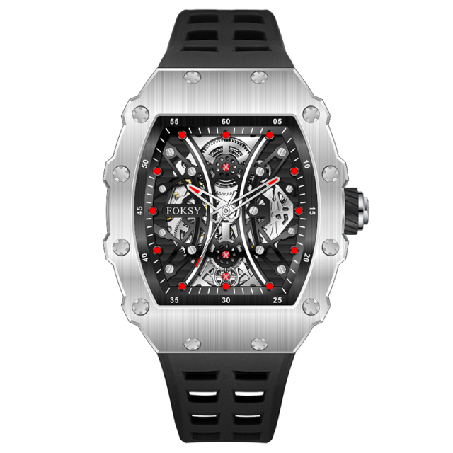 FOKSY Waterproof OEM ODM Men Luxury Waterproof Skeleton Montre Homme Custom Logo Automatic Mechanical Watch for Men
