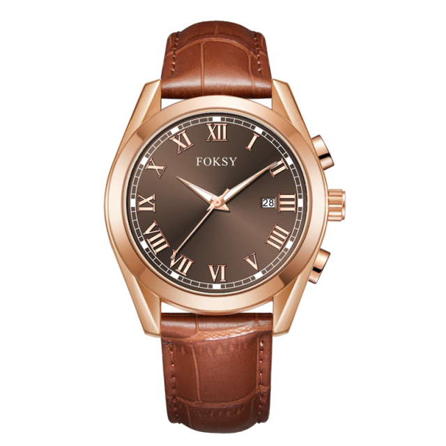High Quality Fashion OEM Alloy Case Leather Strap Waterproof Men Wrist Custom Logo Quartz Chronograph Luxury Watch for Men