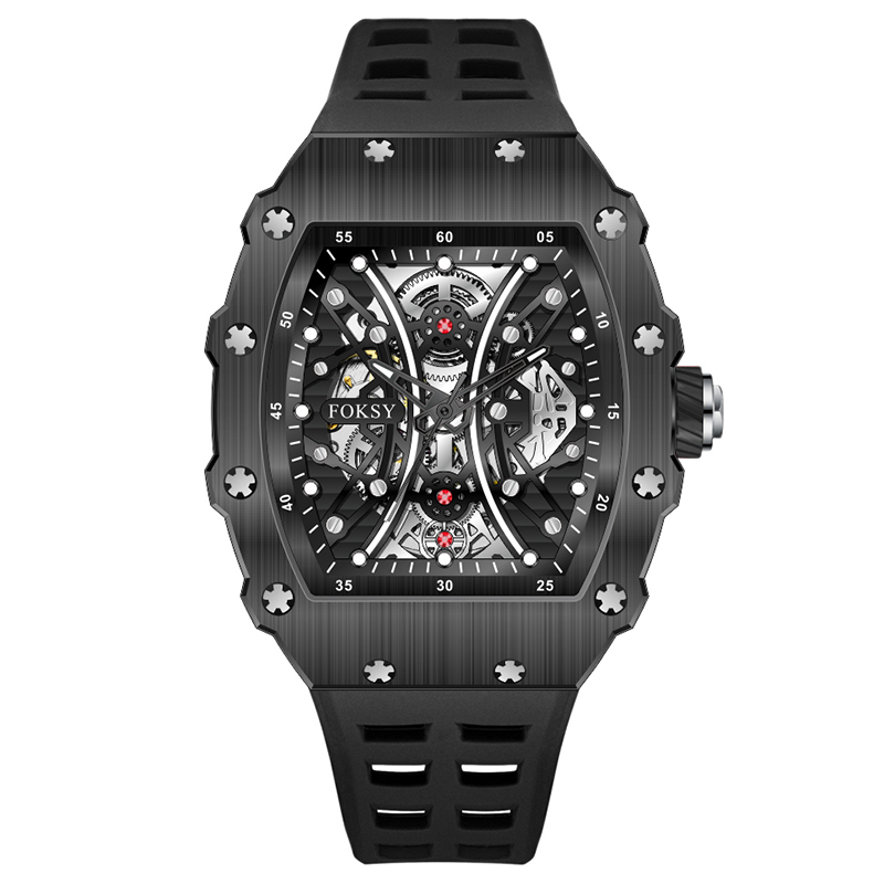 FOKSY Waterproof OEM ODM Men Luxury Waterproof Skeleton Montre Homme Custom Logo Automatic Mechanical Watch for Men
