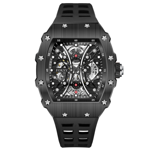FOKSY Waterproof OEM ODM Men Luxury Waterproof Skeleton Montre Homme Custom Logo Automatic Mechanical Watch for Men