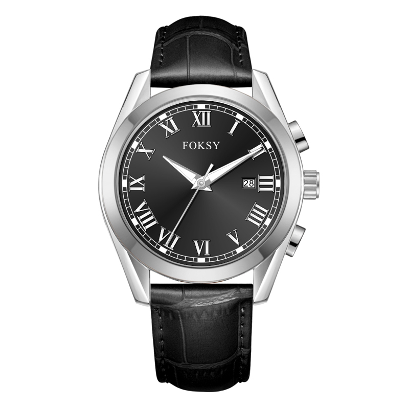 High Quality Fashion OEM Alloy Case Leather Strap Waterproof Men Wrist Custom Logo Quartz Chronograph Luxury Watch for Men