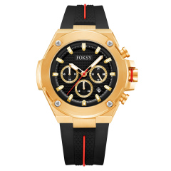 Wholesale Custom Wristwatch 3ATM Waterproof Alloy Silicone Strap Men Quartz Chronograph Men Wrist Luxury Watch for Men
