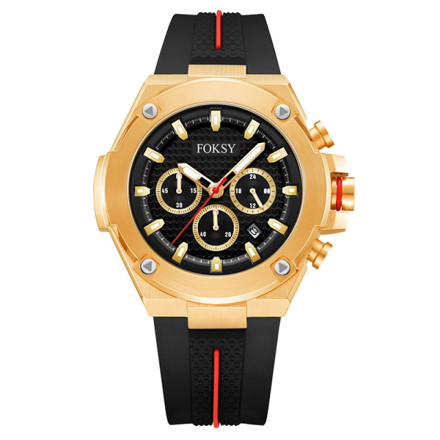 Wholesale Custom Wristwatch 3ATM Waterproof Alloy Silicone Strap Men Quartz Chronograph Men Wrist Luxury Watch for Men