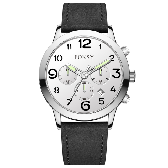 ODM Fashion Custom Alloy Case Leather Strap Men Wristwatch Hand Quartz Watch Chronograph Manufacturer With Calendar